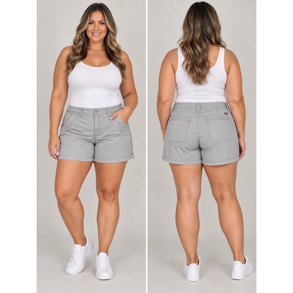 Eddie Bauer Women's 16 Gray Utility Shorts Cotton Stretch Outdoor Casual 7"
